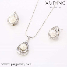 62283 Xuping latest design rhodium color beads jewelry set